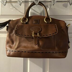 Dooney & Bourke Brown Leather Satchel with Tassel